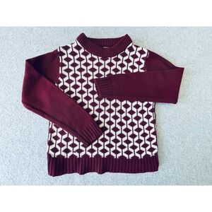 Vintage 60s 70s Kmart Red Maroon Kids‎ Toddler Sweater Medium 5-6 Argyle Acrylic